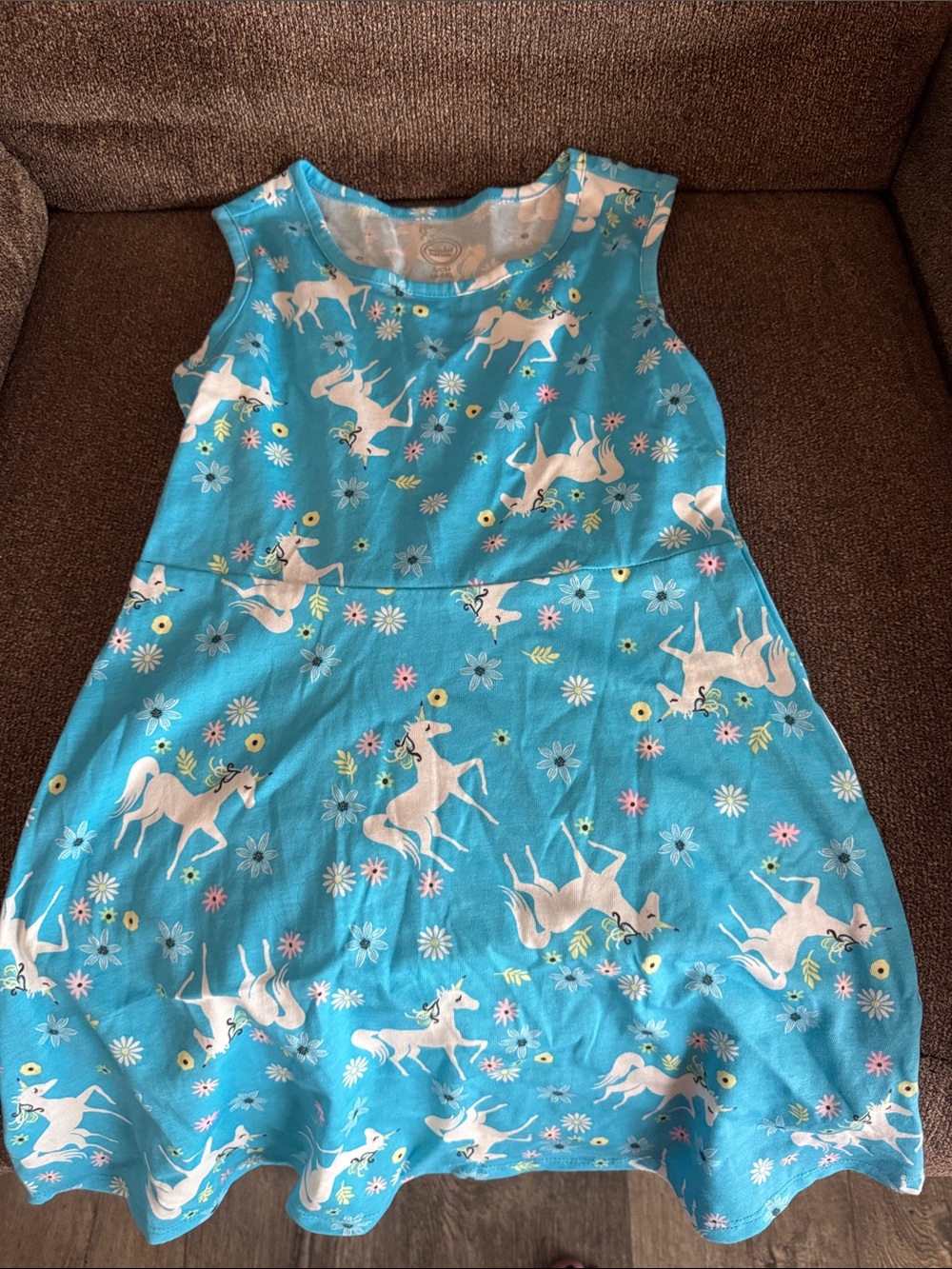 wonder nation Turquoise Unicorn Print Sleeveless Dress